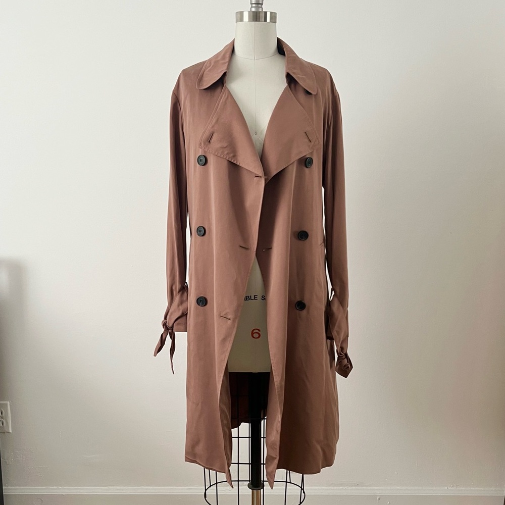 NWT ALL SAINTS Flowy Double Breasted Belted Ria Rust Trench Coat S $428
